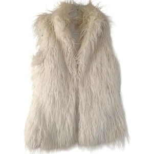 Kenar Faux Fur Cream Color Vest Size Small Edgy Funky